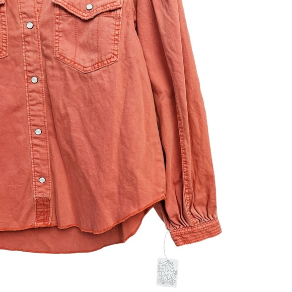 NWT Free People With Love Denim Button Front Top - Picture 4 of 6
